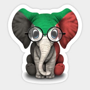 Baby Elephant with Glasses and Sudanese Flag Sticker